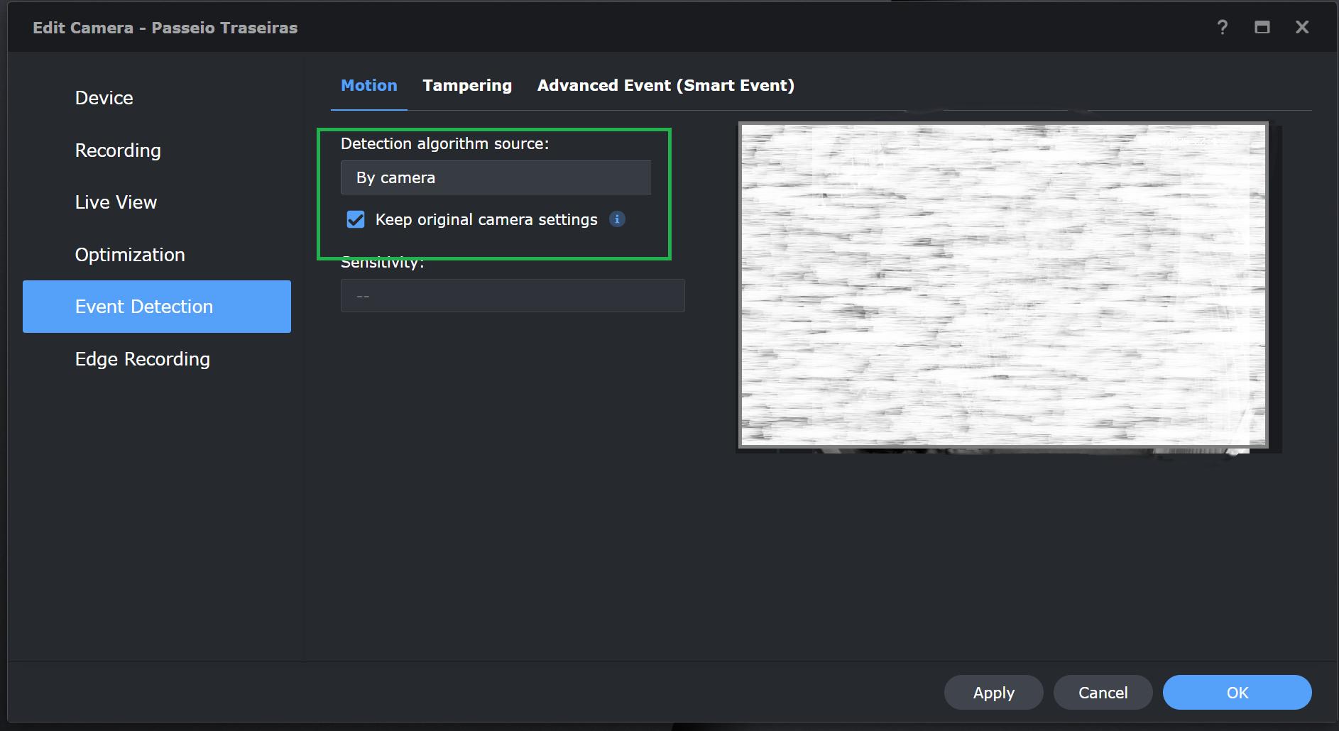Synology camera detection