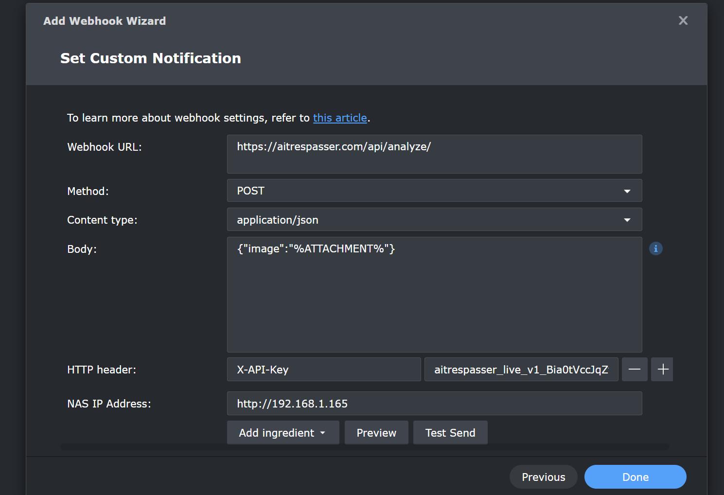 WebHook Configuration